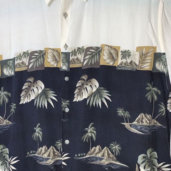 XL Vtg 80s Mens Pierre Cardin 100% Rayon Hawaiian Shirt Aloha Korea Border Print - Picture 2 of 12